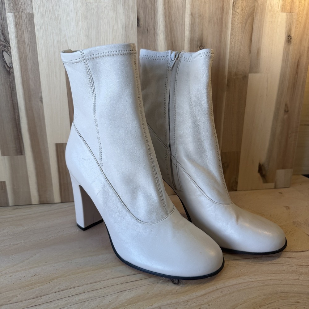 Ted Baker Marshah Off White Leather Stretch Ankle Boots US Women 9